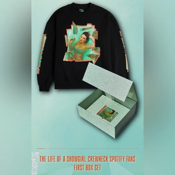 Official Taylor Swift The Life of a Showgirl Spotify Exclusive Crew Neck&Box set - Picture 1 of 3
